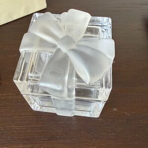 Tiffany & Co. Glass Gift Box Trinket Dish with Frosted Bow